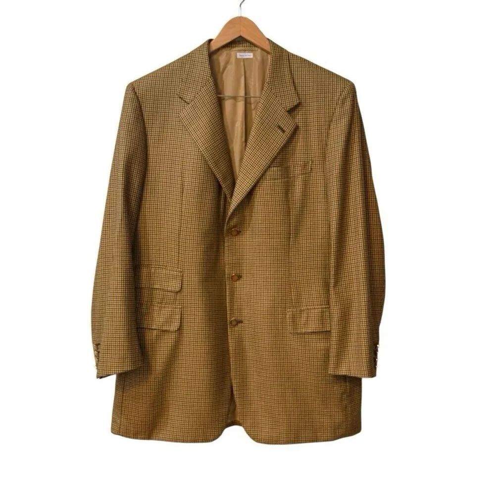 Brioni Mens Lucca Cashmere Blazer Micro Check Size 44 Large Made In Italian